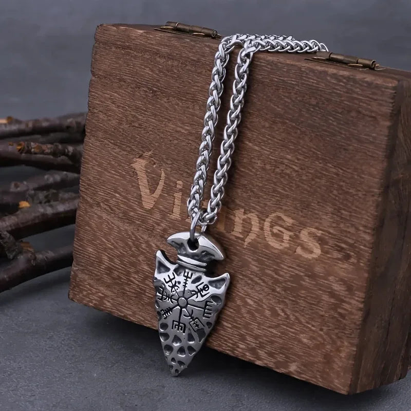Vikinghalsband Pilspets med Vegvisir-symbol 60 cm