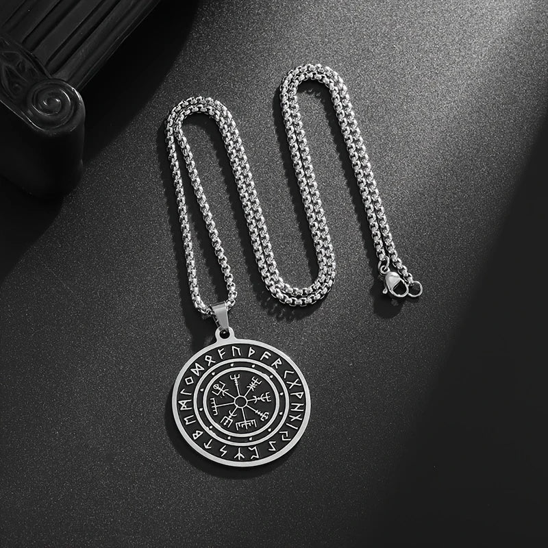 Vegvisir Halsband i Rostfritt Stål – Nordiska Runor 60 cm
