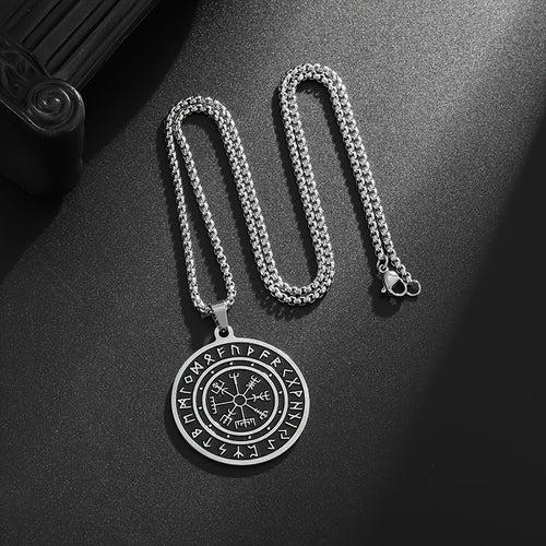 Vegvisir Halsband i Rostfritt Stål – Nordiska Runor 60 cm
