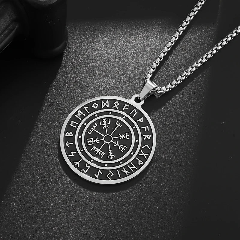 Vegvisir Halsband i Rostfritt Stål – Nordiska Runor 60 cm