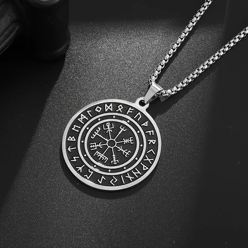 Vegvisir Halsband i Rostfritt Stål – Nordiska Runor 60 cm